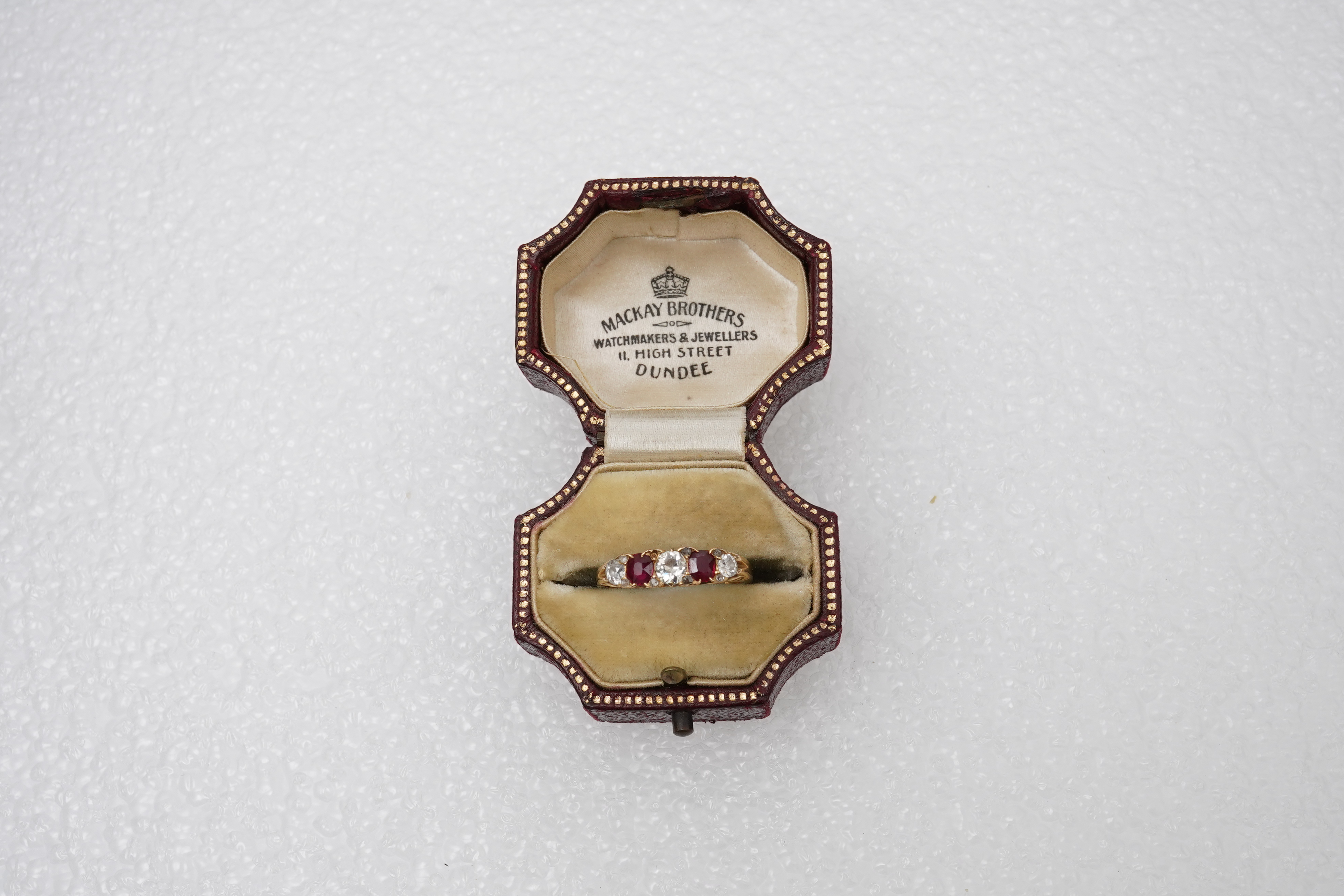 A ruby and diamond five-stone ring, early 20th century